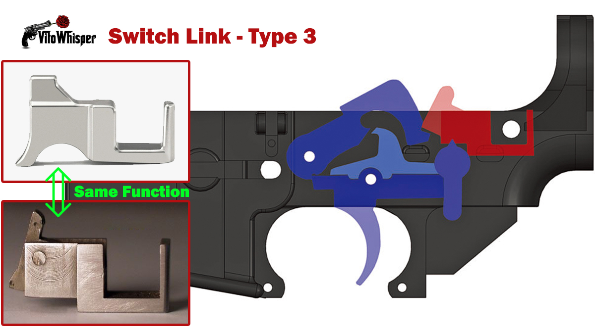 VitoWhisper AR15 Swift Link Type 3 AR15 Auto sear switch selector VWAR15SL
