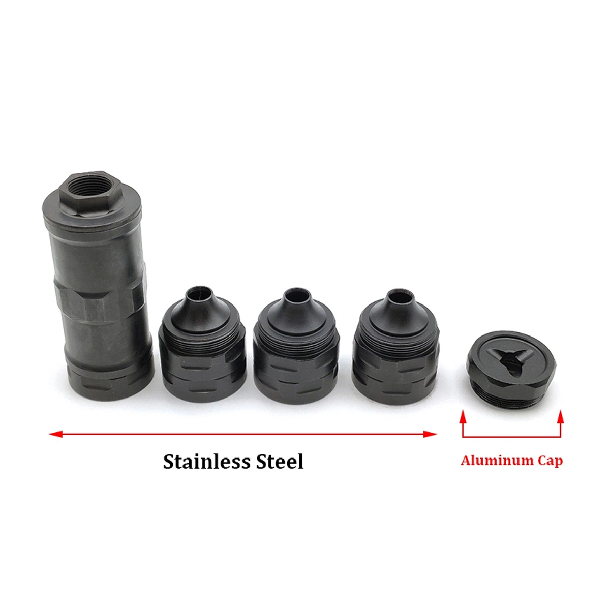 VitoWhisper 6.6 inch Stainless Steel Modular Solvent Trap Fuel Filter suppressor silencer